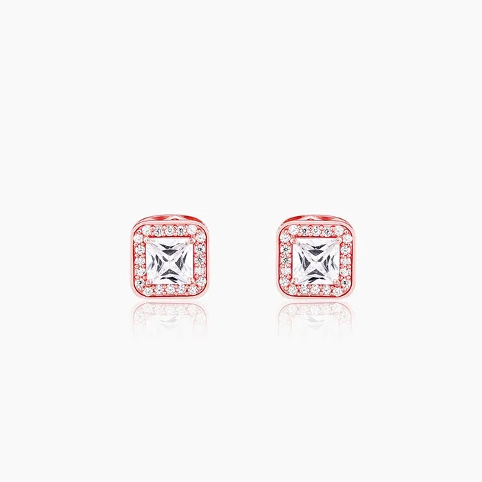Rose Gold Love Square Earrings