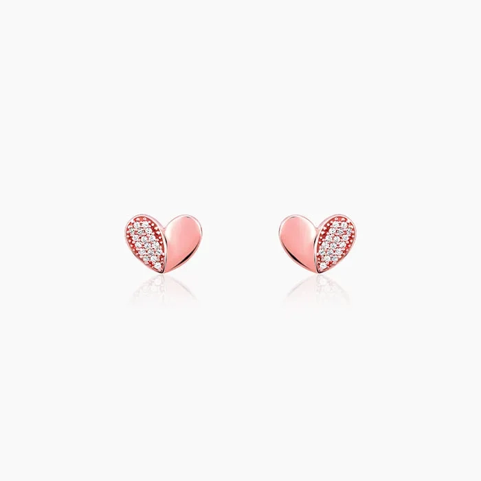 Rose Gold Made for Each Other Stud Earrings
