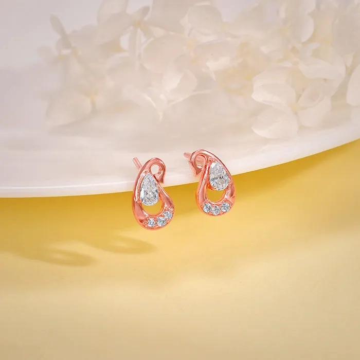 Rose Gold Paisley Love Earrings