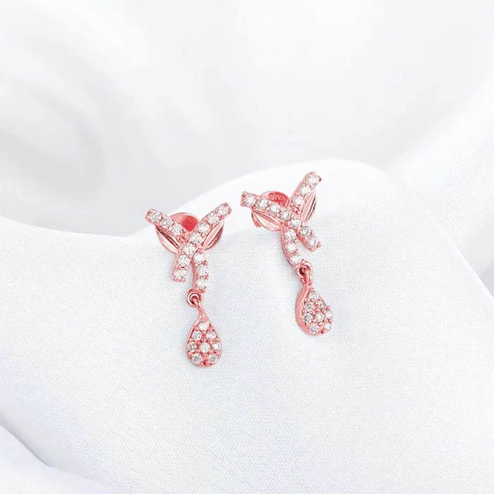 Rose Gold  Pear Drops Earrings