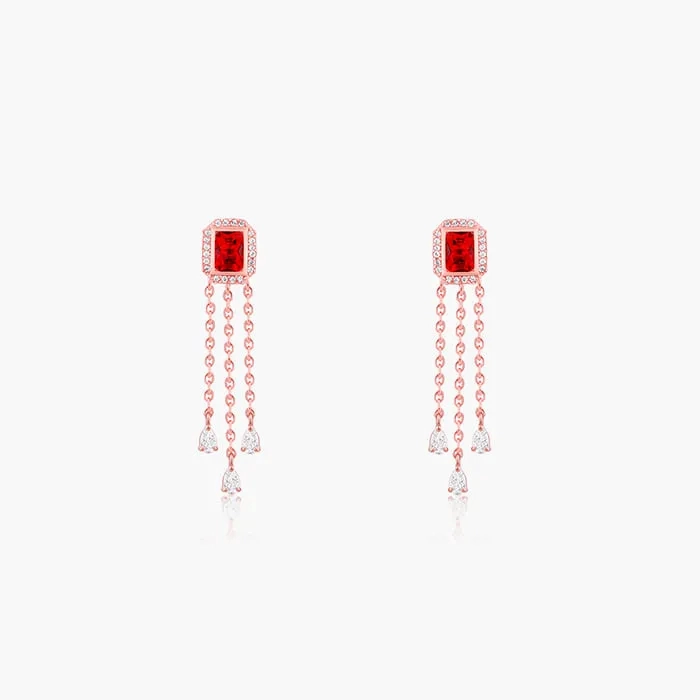Rose Gold Raining Love Earrings