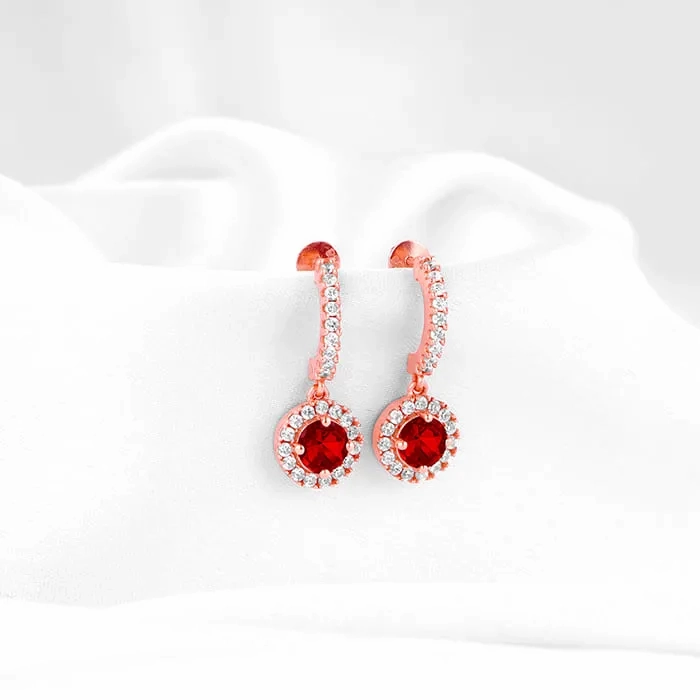 Rose Gold Red Drizzle Drop Earrings