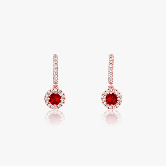 Rose Gold Red Drizzle Drop Earrings