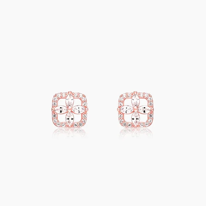 Rose Gold Shimmer Stud Earrings