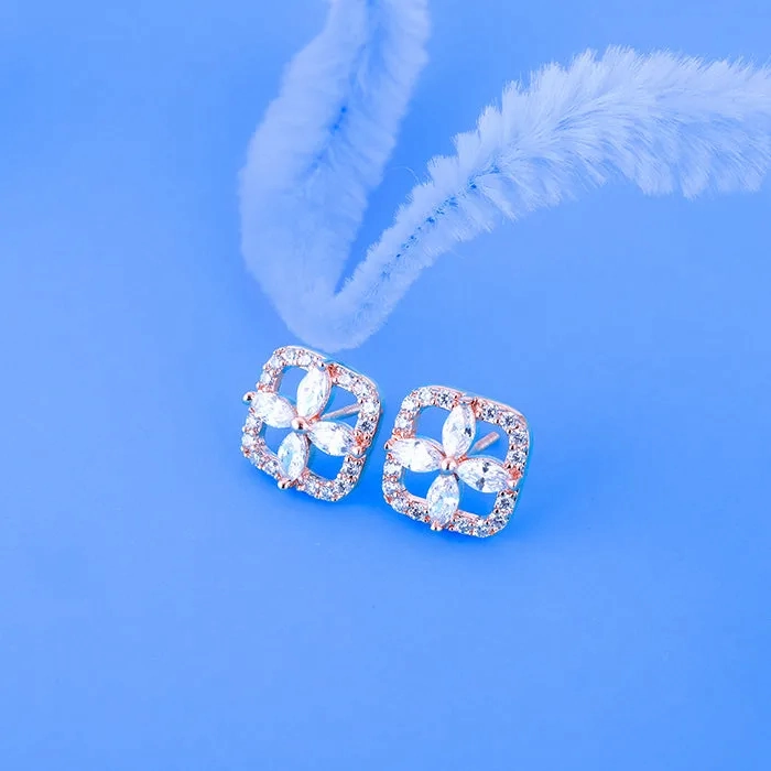 Rose Gold Shimmer Stud Earrings