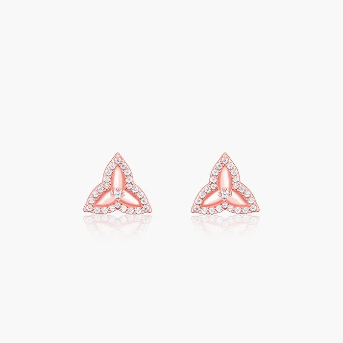 Rose Gold Trillium Trifecta Earrings