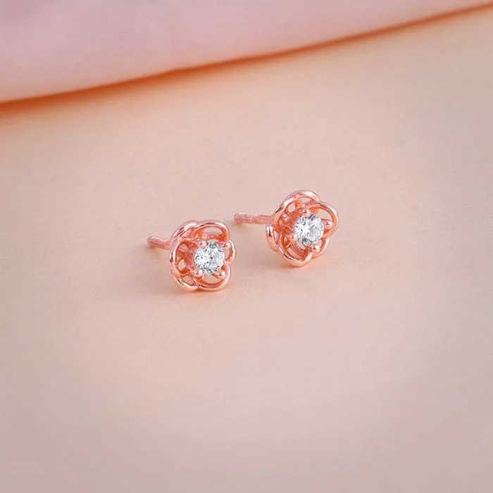 Rose Gold Woven Flower Studs