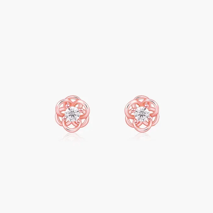 Rose Gold Woven Flower Studs