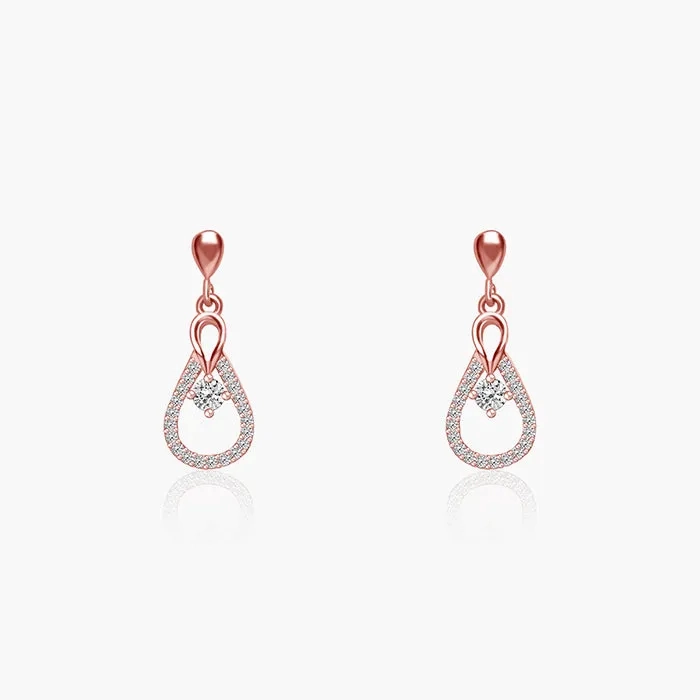 Rose Gold Zircon Drop Earrings