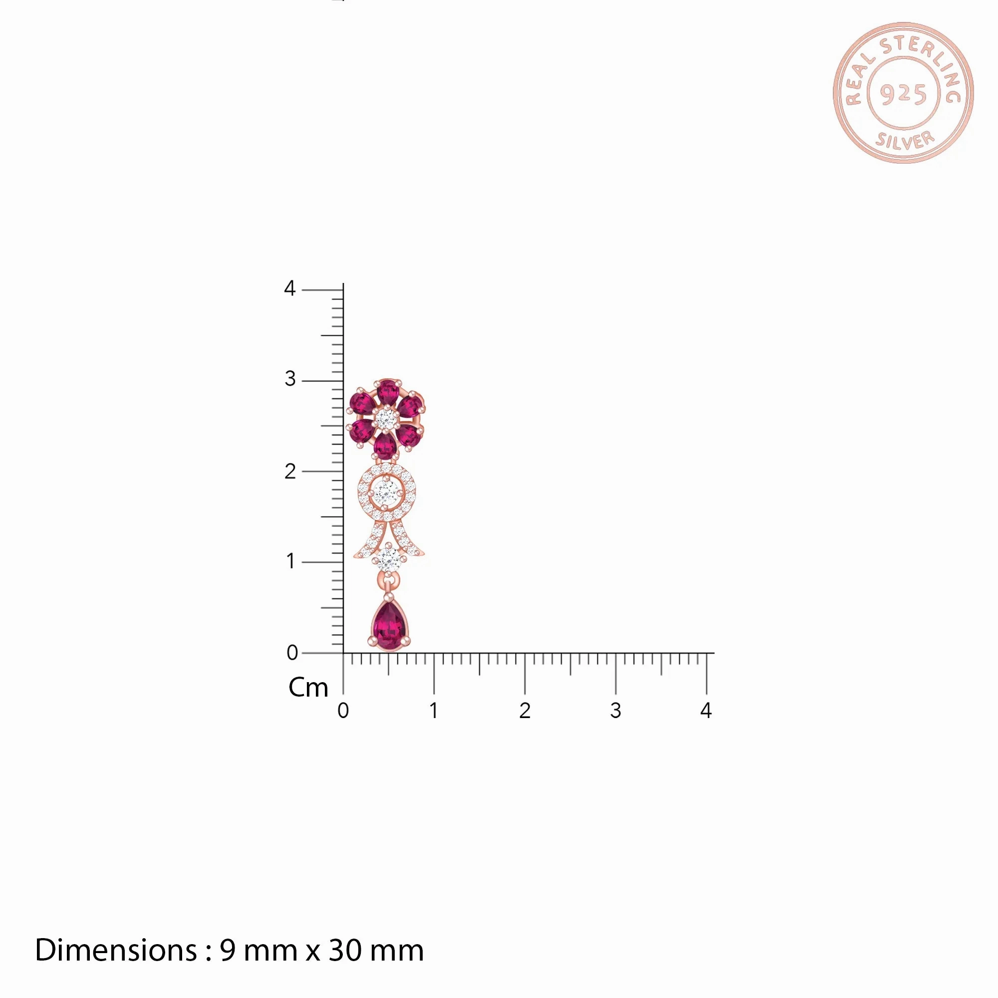 Rose Gold Zircon Pink Flower Drop Danglers