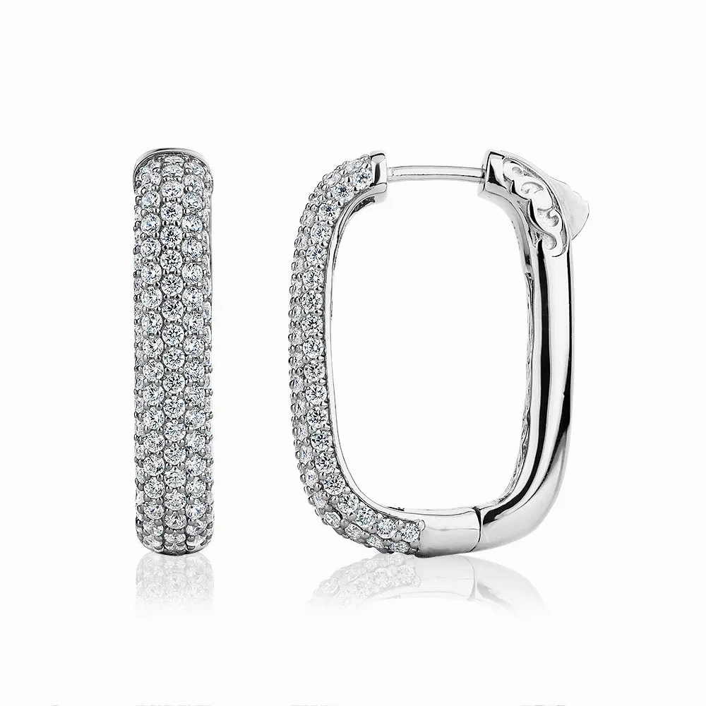 Round Brilliant hoop earrings with 1.98 carats* of diamond simulants in sterling silver