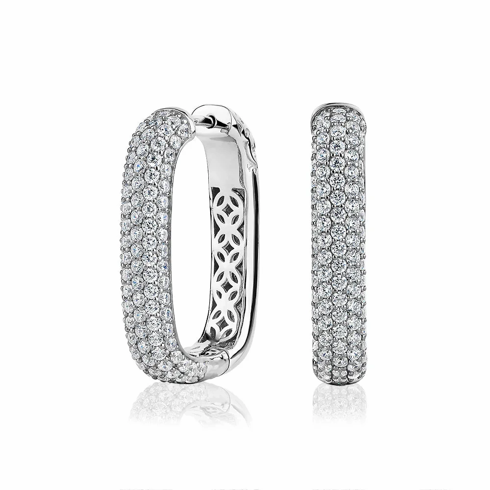 Round Brilliant hoop earrings with 1.98 carats* of diamond simulants in sterling silver