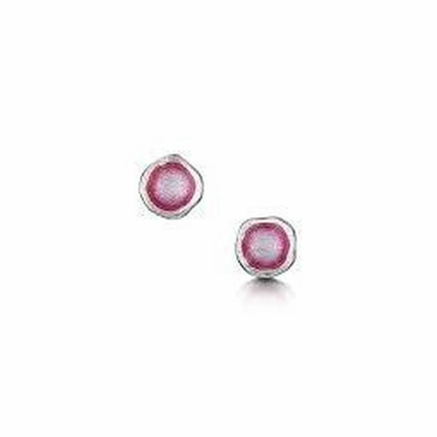 Sheila Fleet Silver & Enamel Lunar Hot Pink Stud Earrings