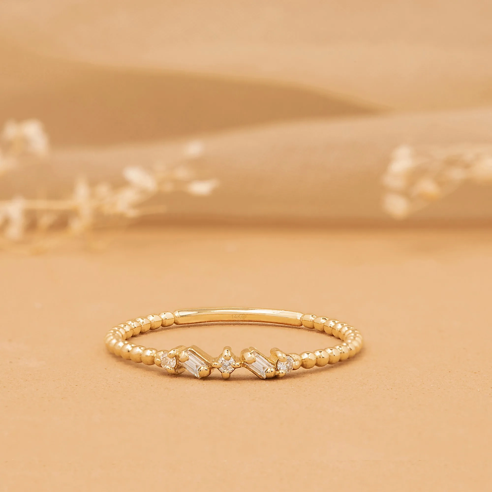 Sideways Diamond Beaded Ring, Avery