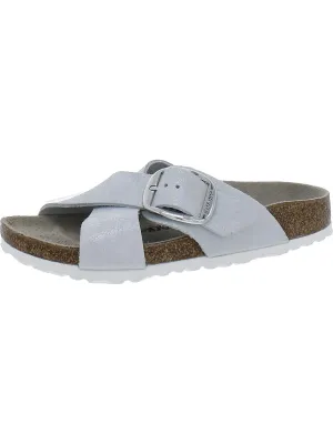 Siena Big Buckle Suede Womens Suede Buckle Slide Sandals