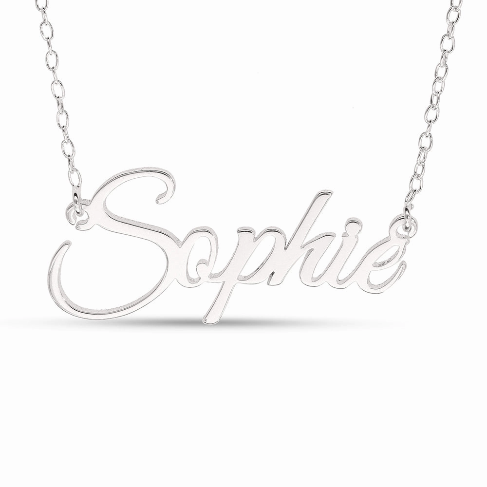 Signature Sterling Silver Personalised Name Necklace Pendant On 16inches Chain