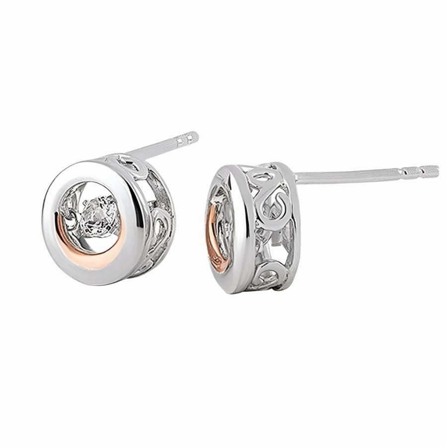 Silver & 9ct Rose Gold National Treasure Swarovski Crystal Stud Earrings