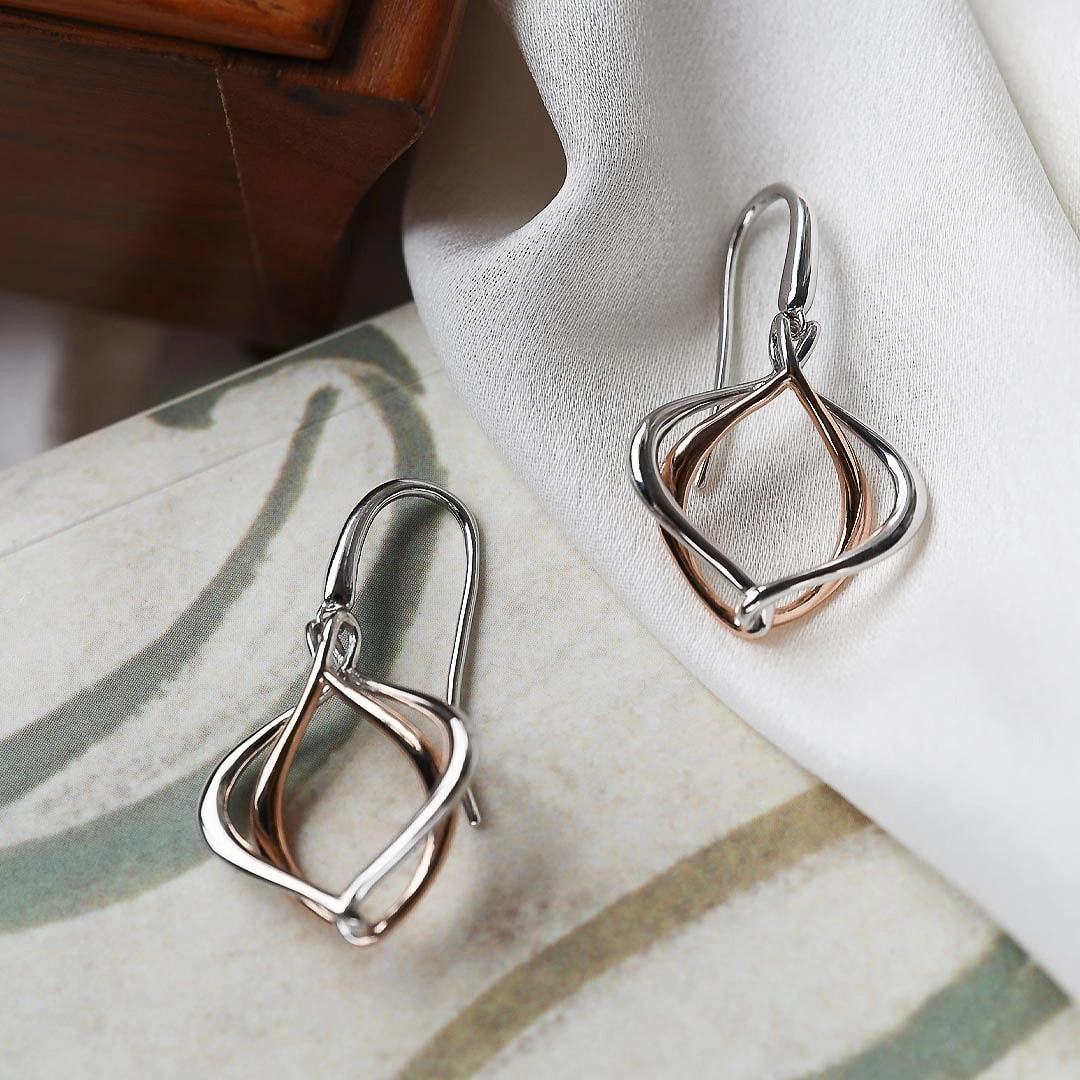 Silver & Rose Gold Plated Alicia Grande Drop Earrings