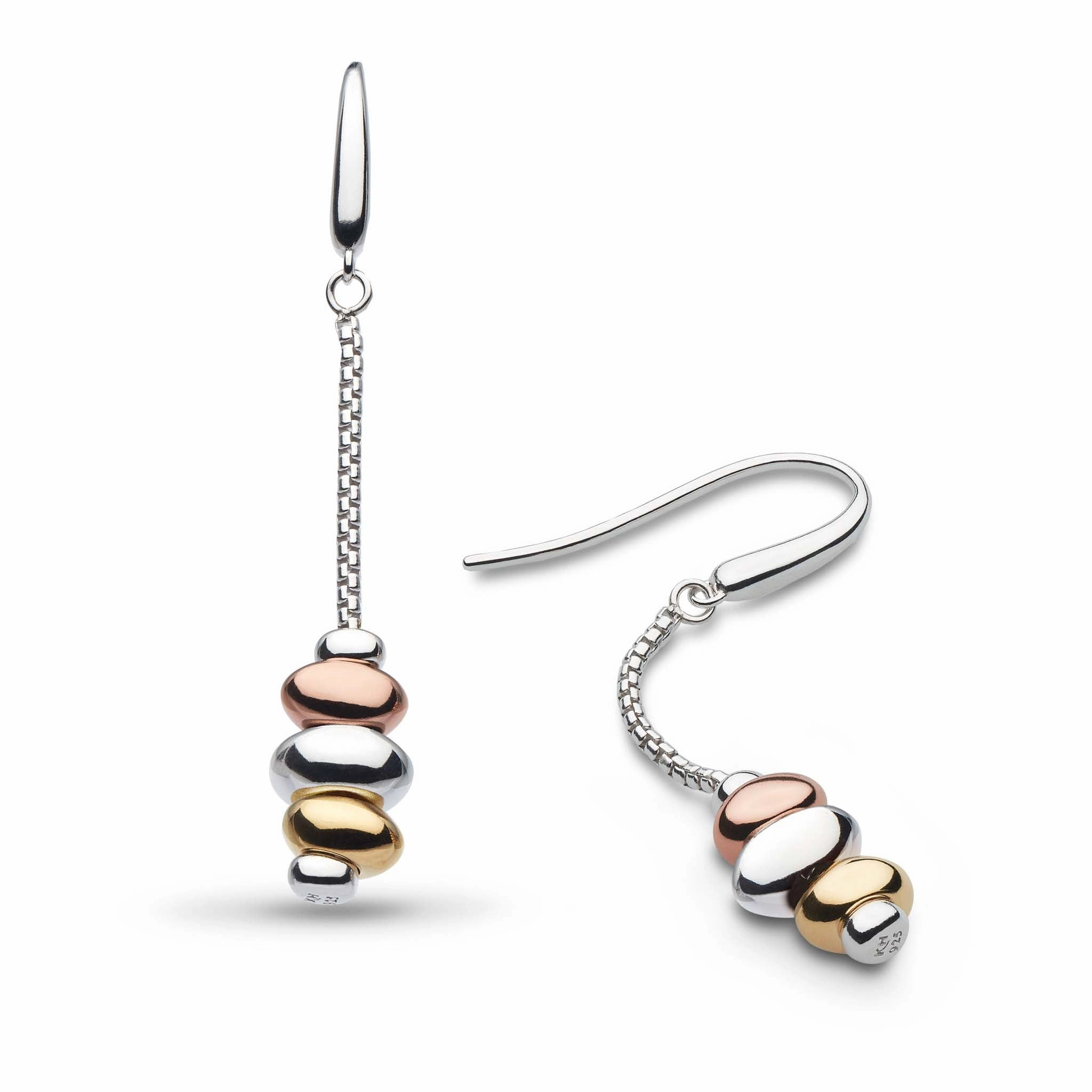 Silver & Yellow and Rose Gold Plated Coast Tumble Golden Drop Earrings