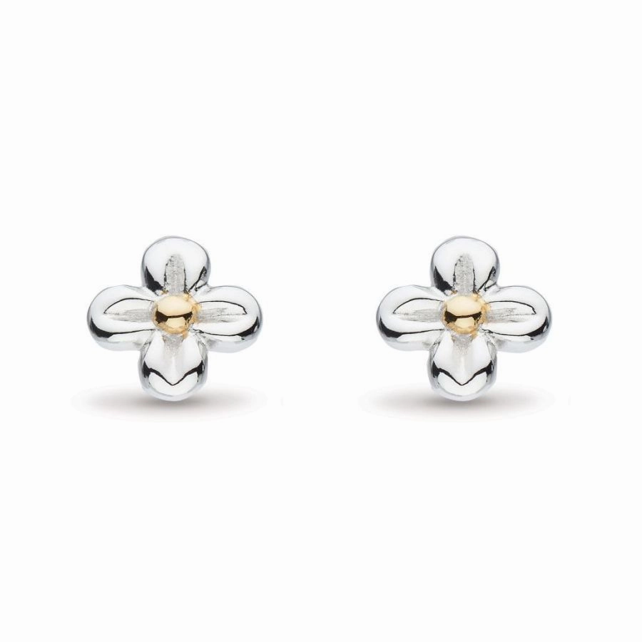 Silver & Yellow Gold Plated Blossom Flyte Honey Flower Stud Earrings
