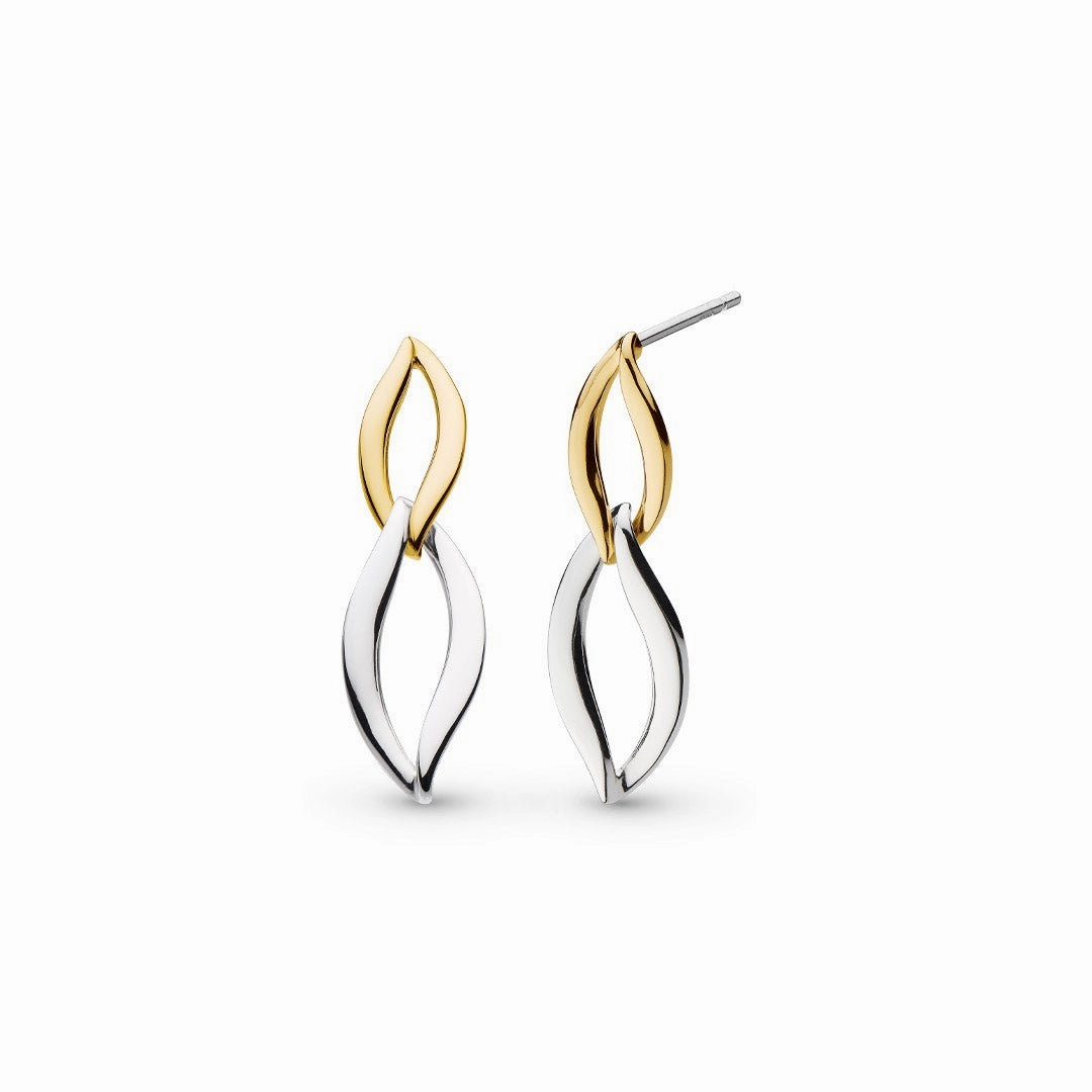 Silver & Yellow Gold Plated Entwine Twine Link Golden Drop Earrings