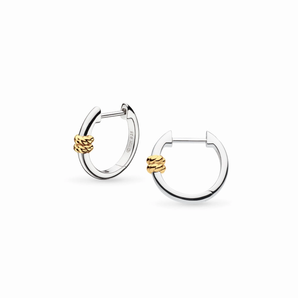 Silver & Yellow Gold Plated Marina Rope Bar Hoop Earrings