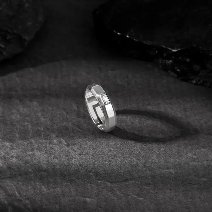 Silver Baguette Ring For Him