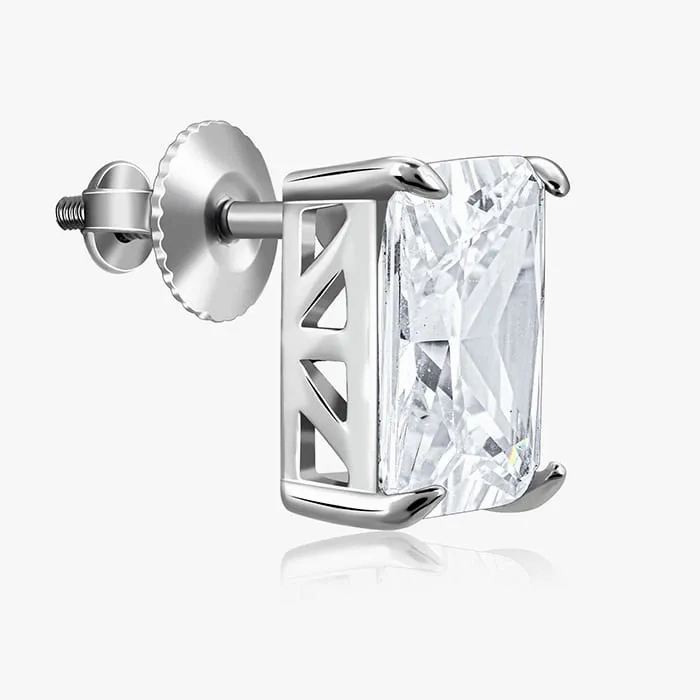 Silver Baguette Zircon Studs