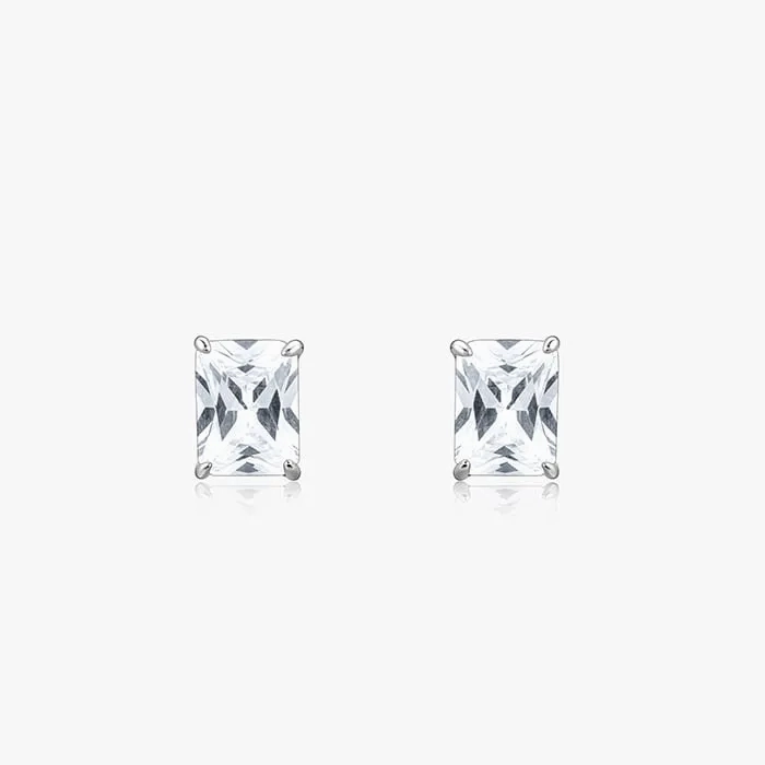 Silver Baguette Zircon Studs