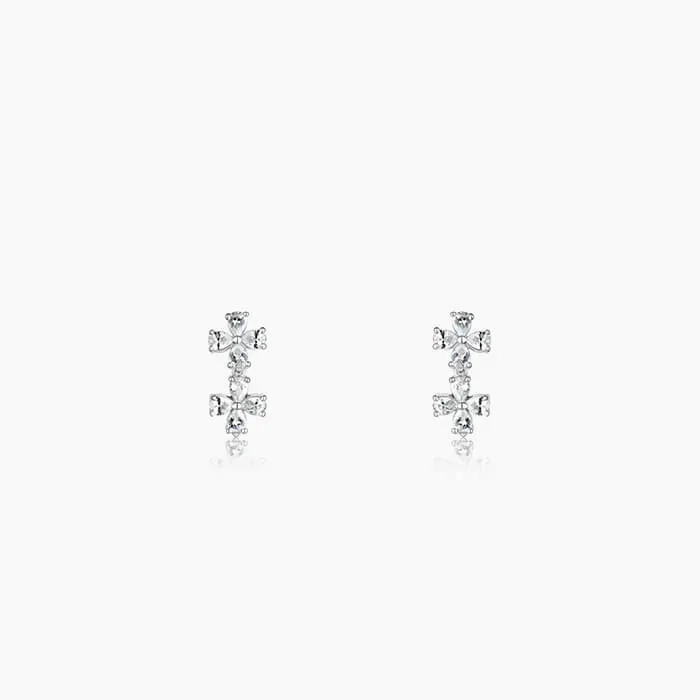 Silver Bedstraw Flower Earrings