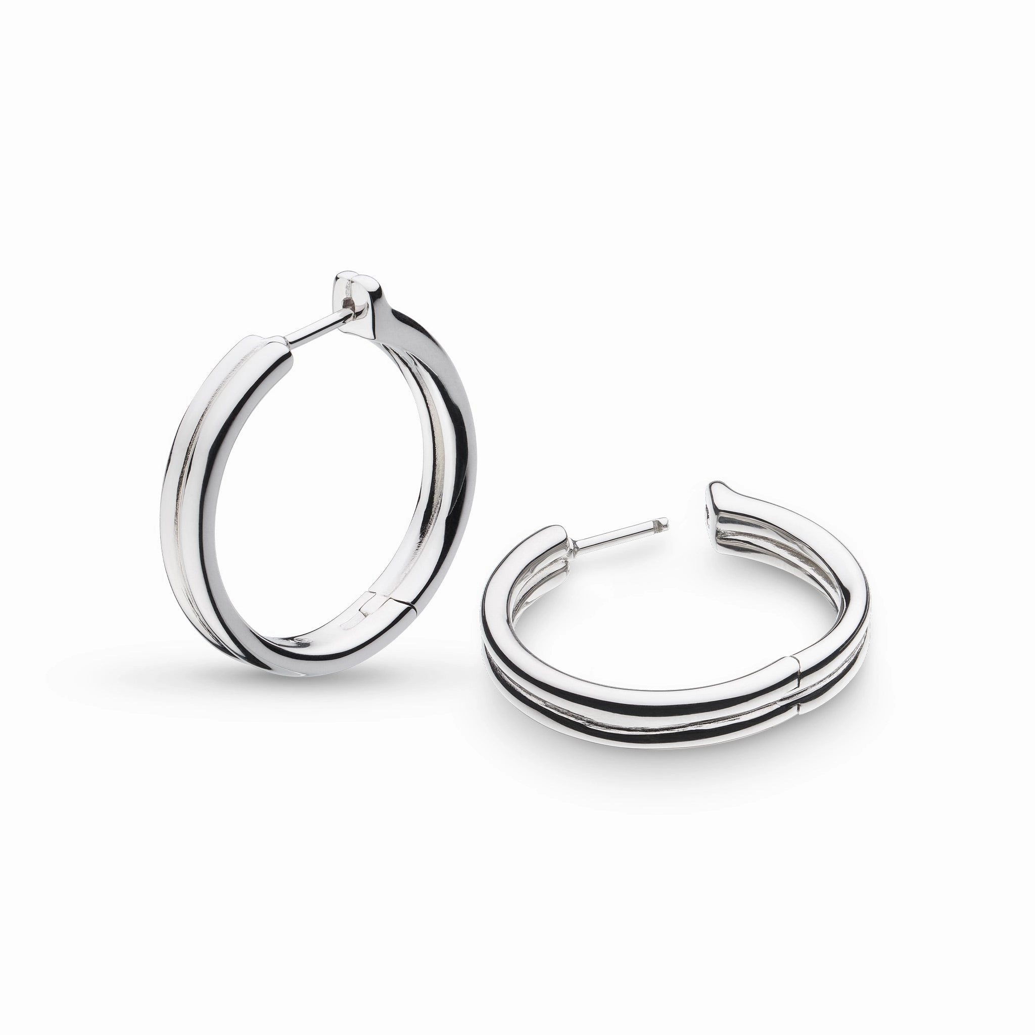 Silver Bevel Unity 22mm Hinged Hoop Earrings