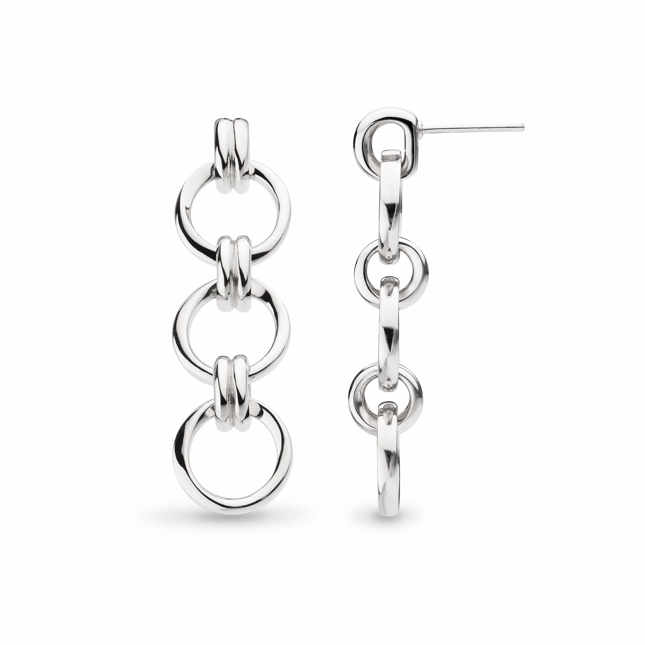 Silver Bevel Unity Trio Drop Earrings