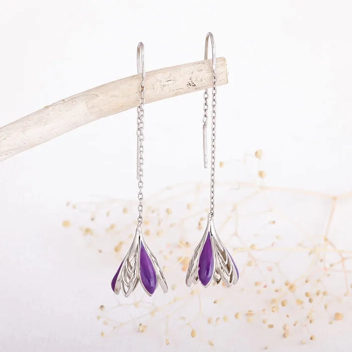 Silver Blooming Crocus Earrings