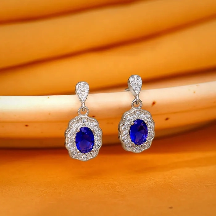 Silver Blue Floret Earrings