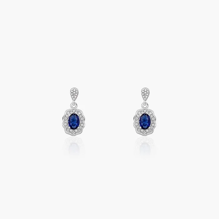 Silver Blue Floret Earrings