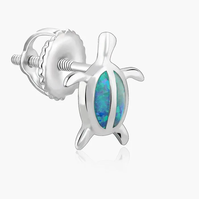 Silver Blue Turtle Studs