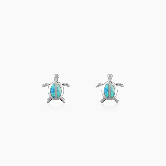 Silver Blue Turtle Studs