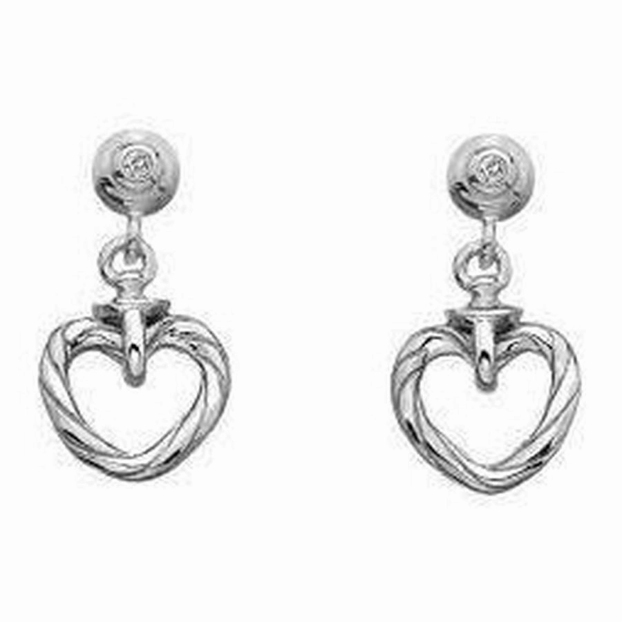 Silver Breeze Heart Drop Earrings