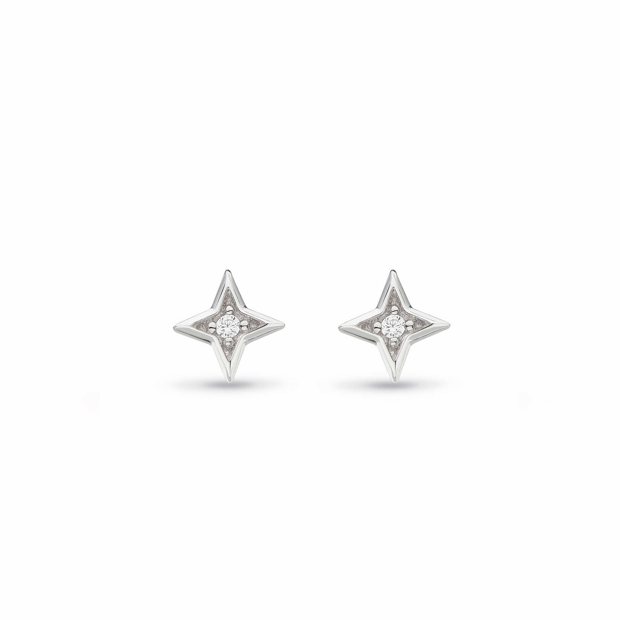 Silver Celeste Astoria Starburst Pave Cubic Zirconia Set Mini Star Stud Earrings