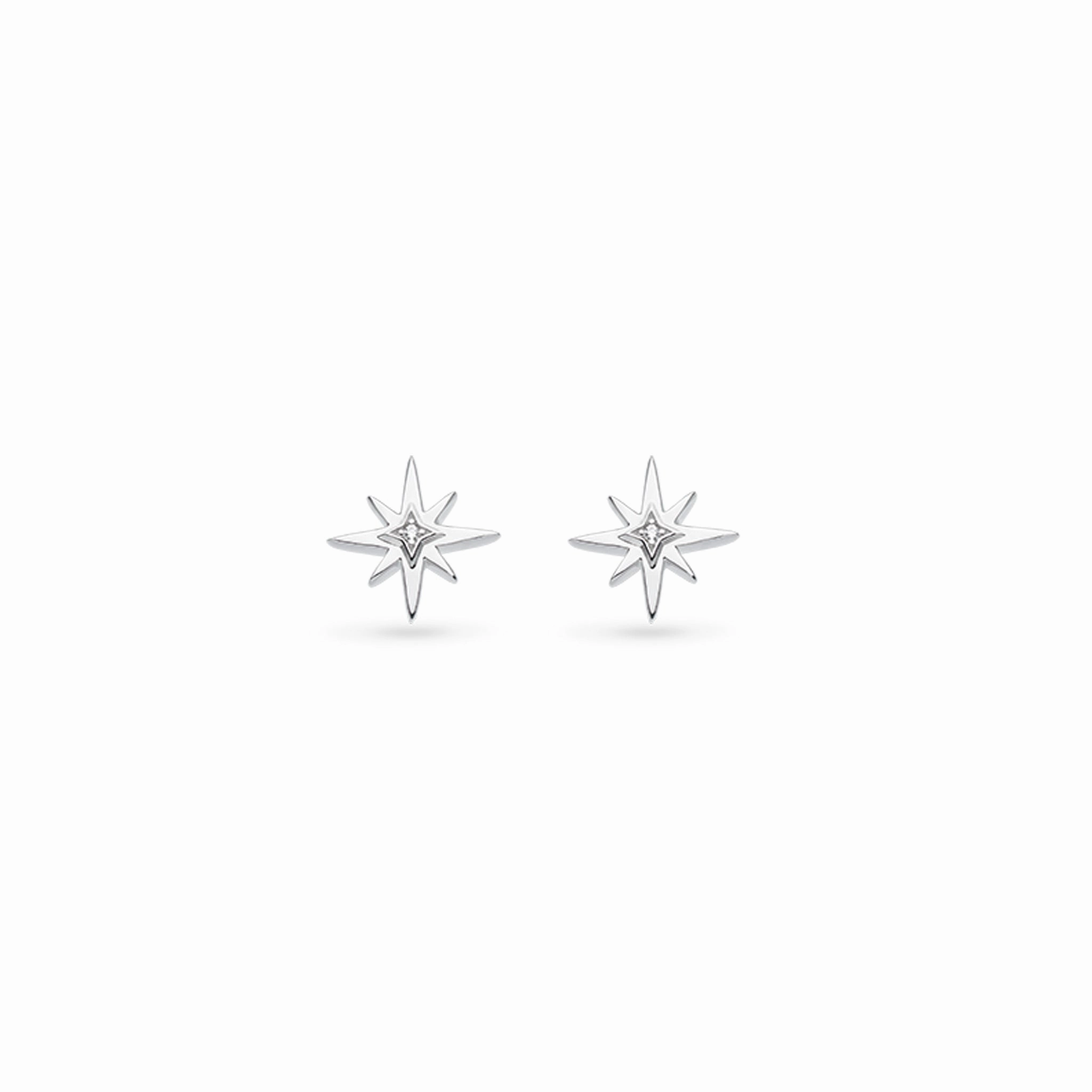Silver Celeste North Star Cubic Zirconia Set Stud Earrings
