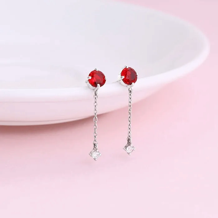 Silver Cherry Drop Danglers
