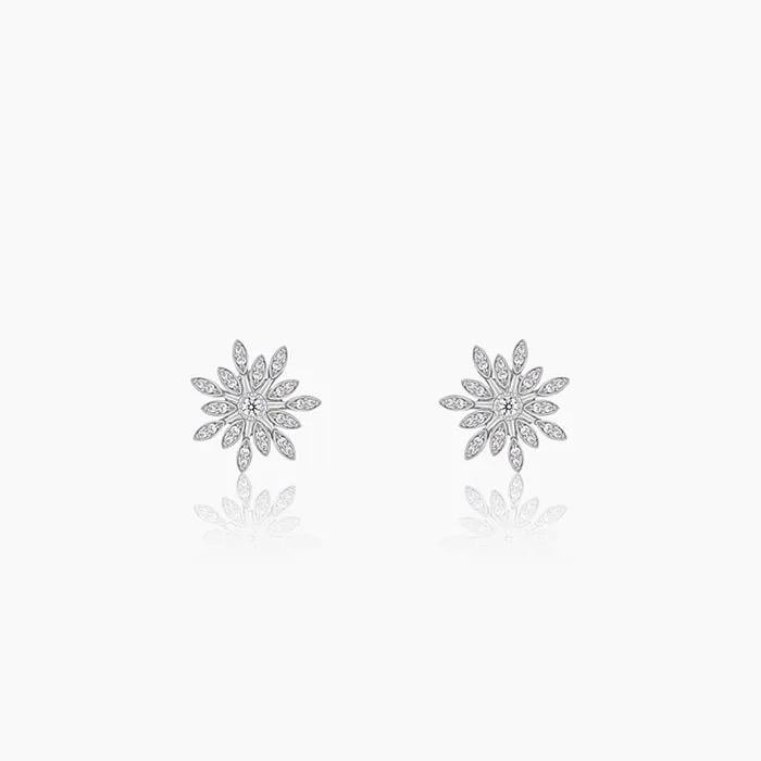 Silver Classic Flower Romance Earrings