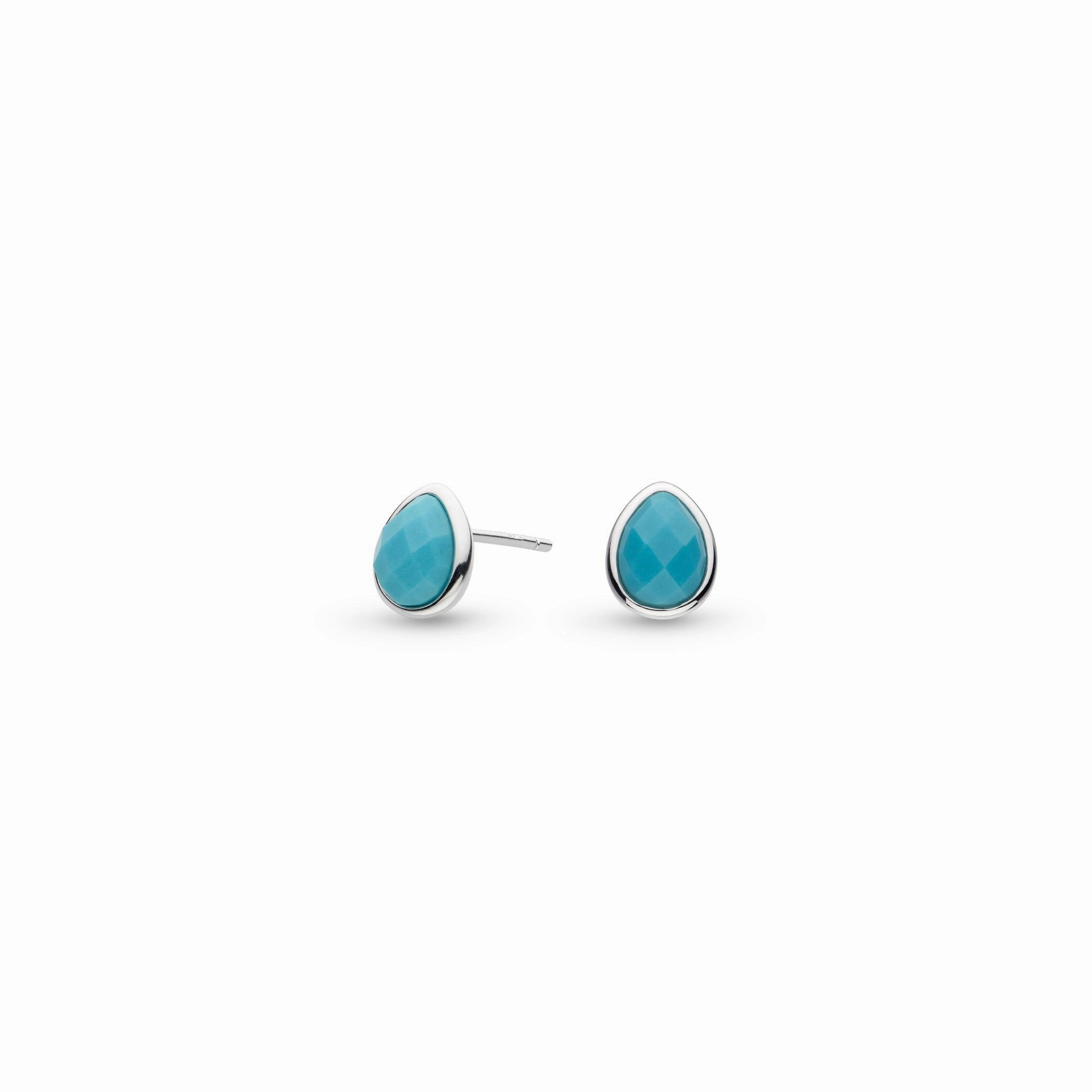 Silver Coast Pebble Azure Magnesite Set Stud Earrings