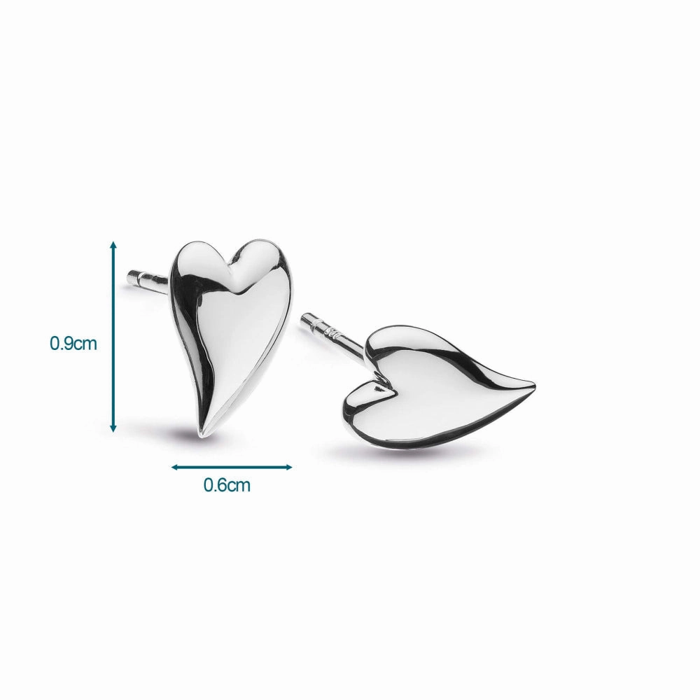 Silver Desire Kiss Mini Heart Stud Earrings