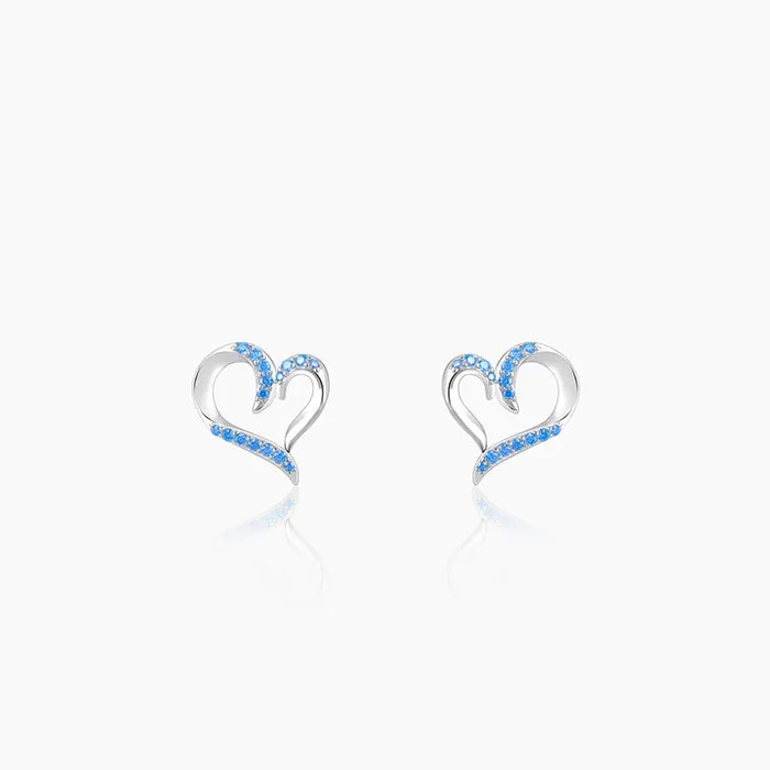 Silver Dewy Heart Studs