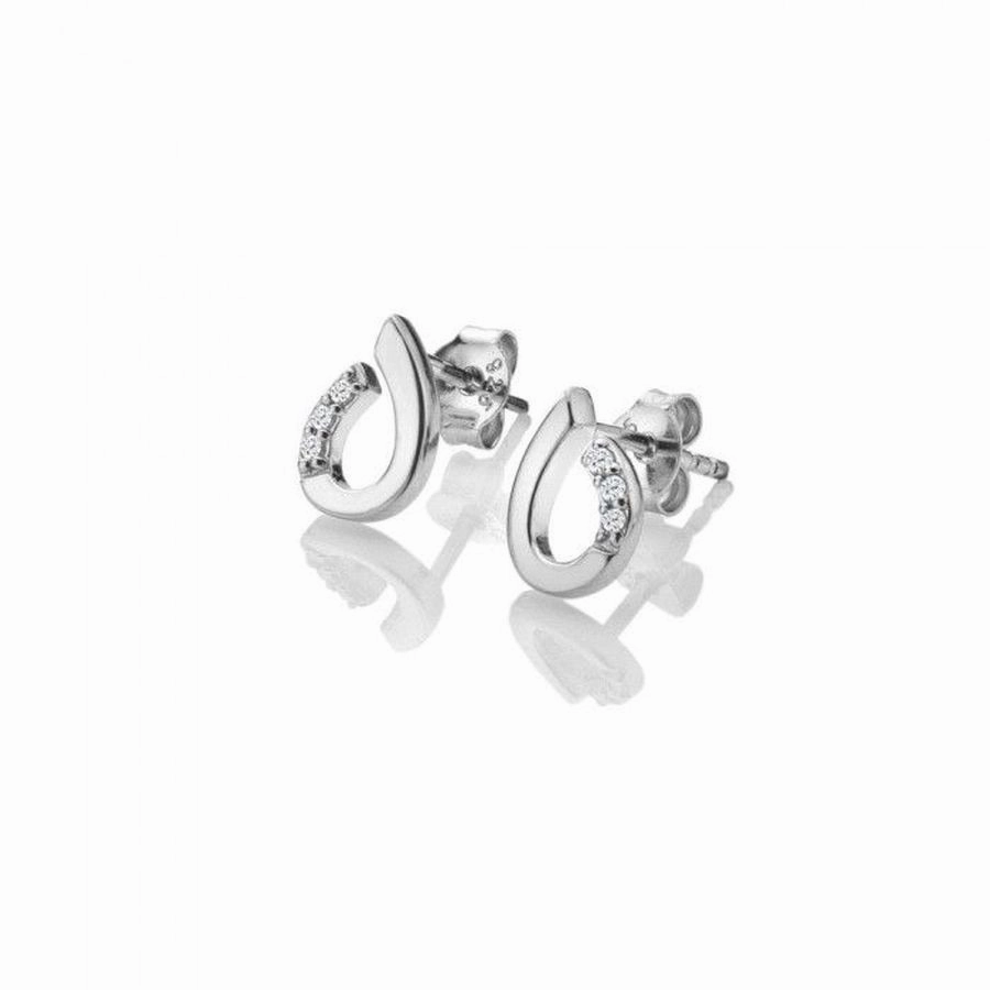 Silver Diamond Set Teardrop Earrings