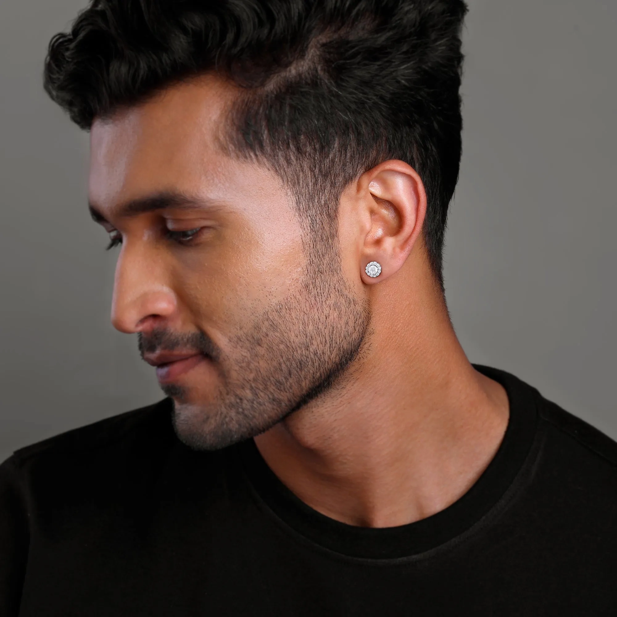 Silver Eclat Stud For Men