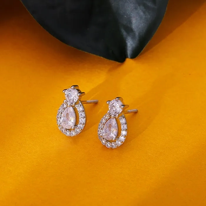 Silver Elegant Pear Drop Earrings