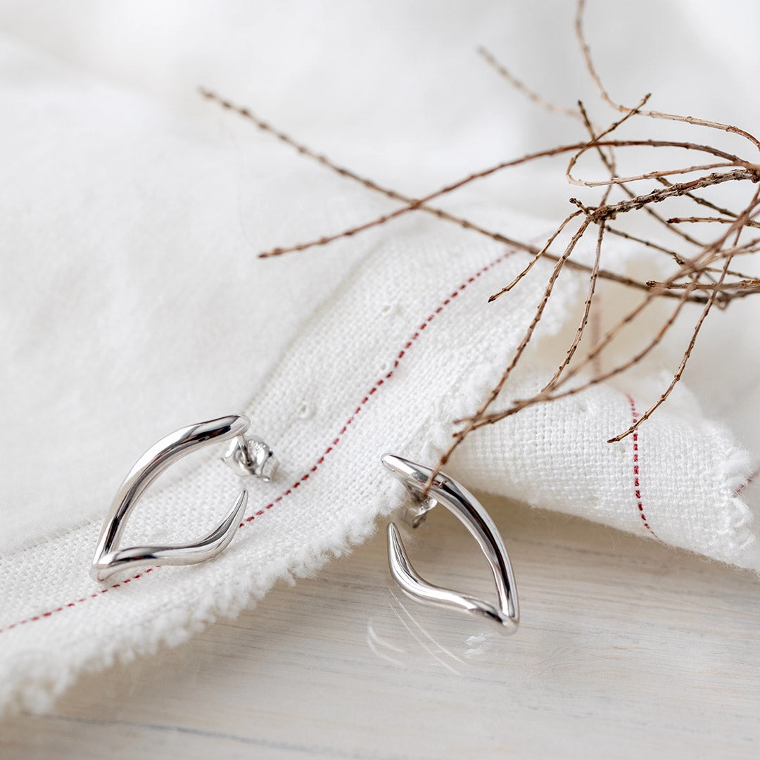 Silver Entwine Twine Link Hoop Earrings