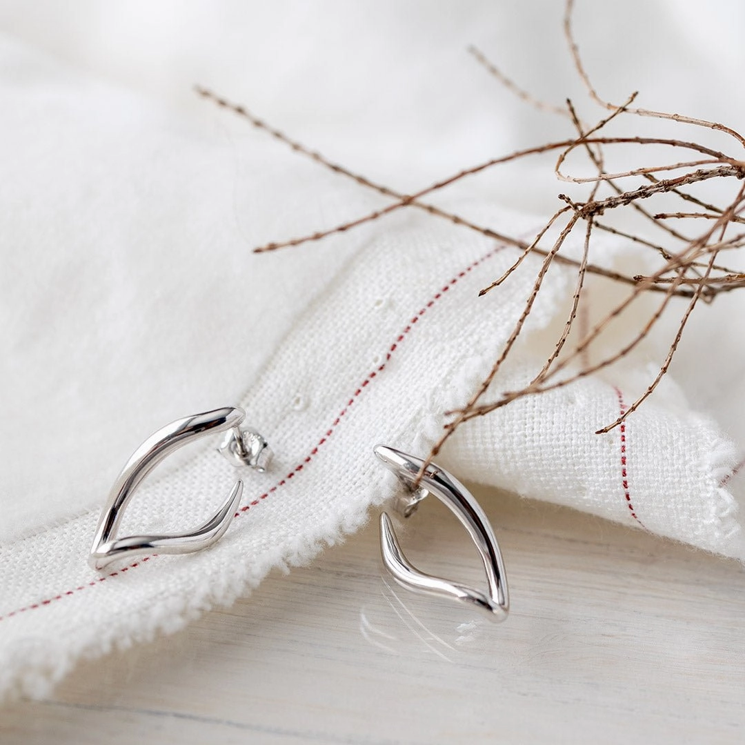Silver Entwine Twine Link Hoop Earrings